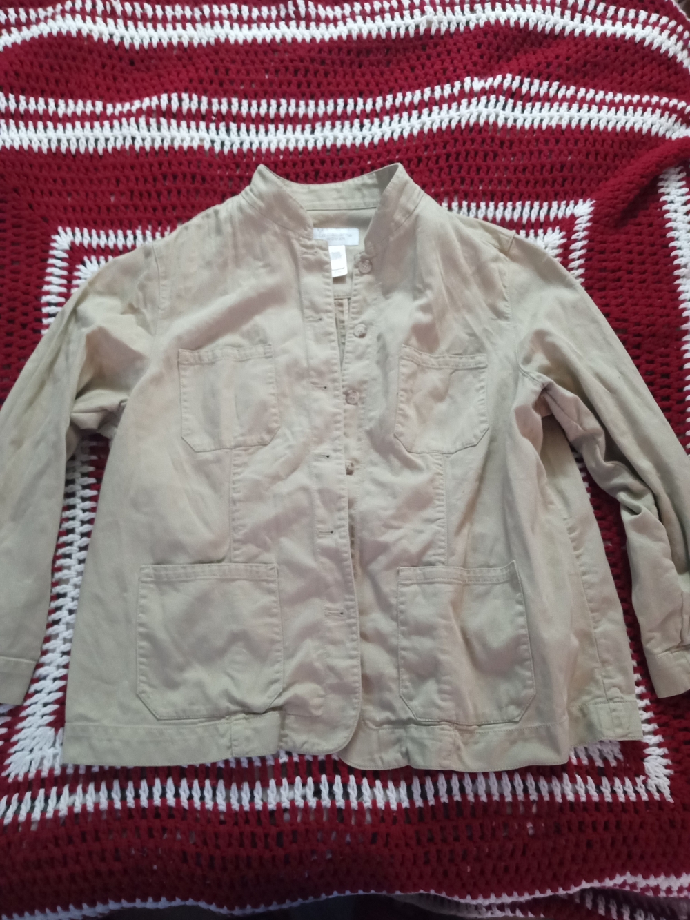 Liz Claiborne Tan Utility Jacket with Patch Pockets